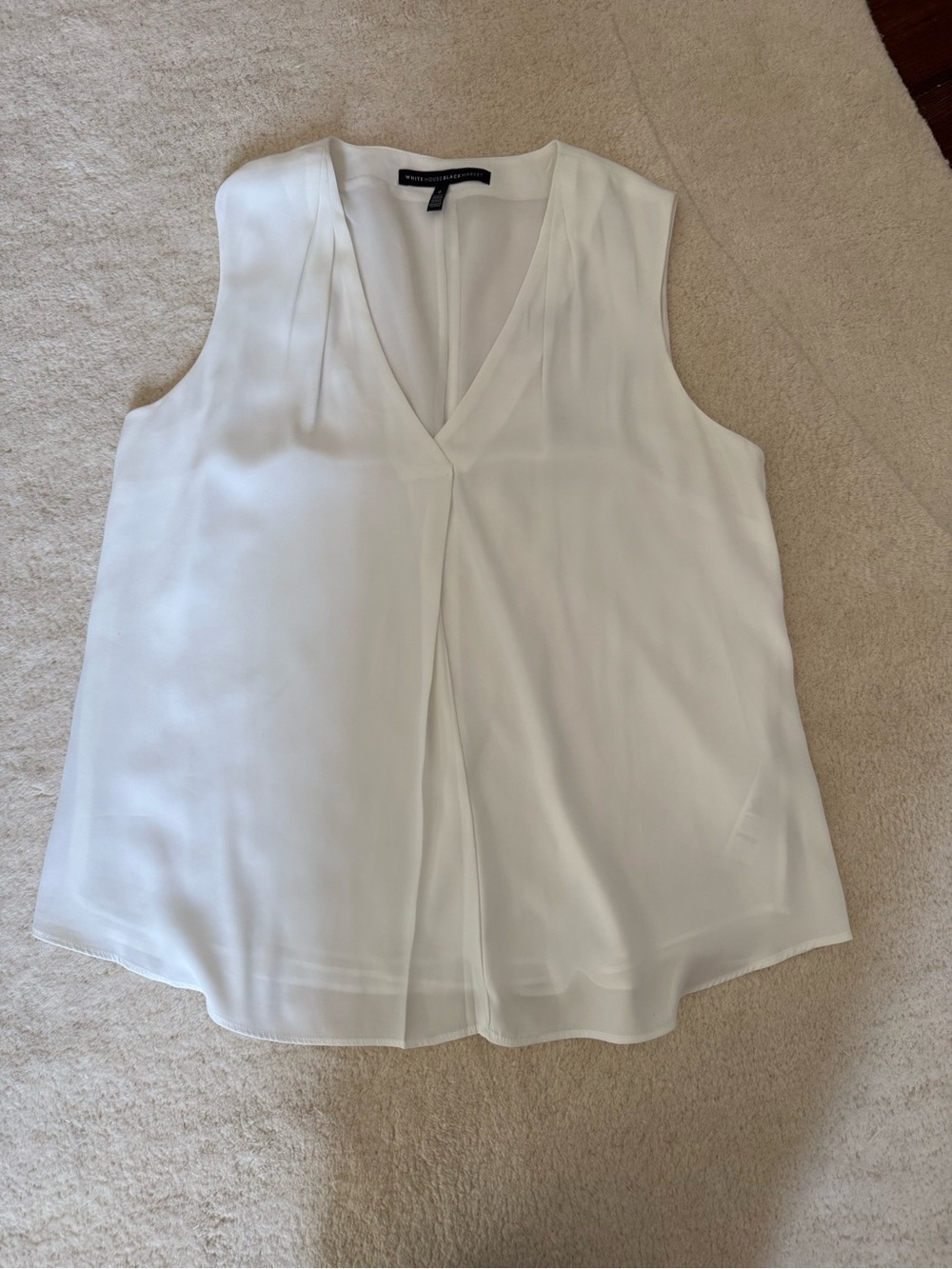 White House Black Market White V-Neck Sleeveless Camisole